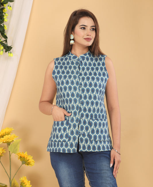 Jaipuri Reversible Quilted Cotton Sleeveless Jackets