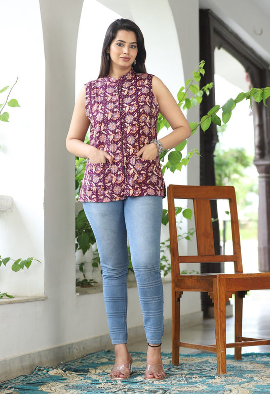 Jaipuri Reversible Quilted Cotton Sleeveless Jackets