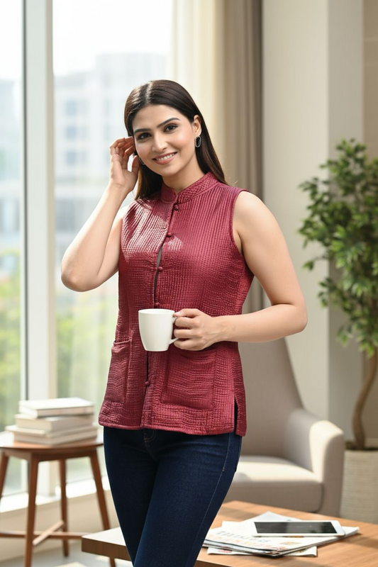 Jaipuri Reversible Quilted Cotton Sleeveless Jackets