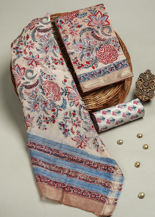 Hand Block Printed Maheshwari Silk Suit with Maheshwari Silk Dupatta6