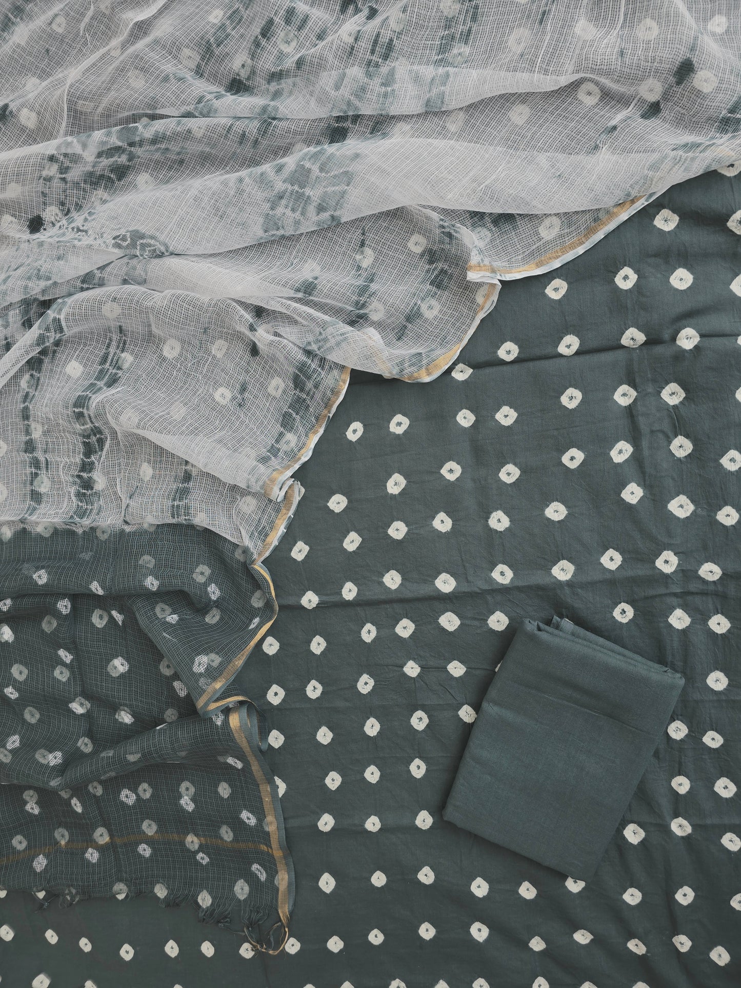 (BANDHEJ) Cotton Suit with Cotton Kota Doria dupatta