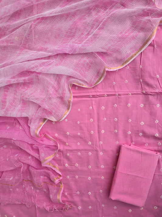 (BANDHEJ) Cotton Suit with Cotton Kota Doria dupatta