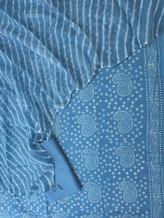 BANDHEJ PRINTED COTTON SUIT WITH LEHRIYA KOTA DORIA DUPATTA
