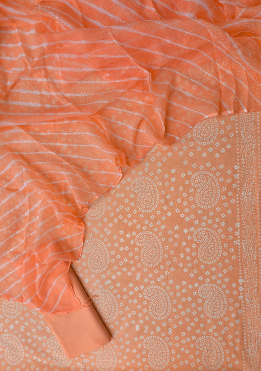 BANDHEJ PRINTED COTTON SUIT WITH LEHRIYA KOTA DORIA DUPATTA