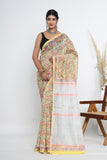 Chanderi Silk Hand Block Printed Saree with Blouse Piece