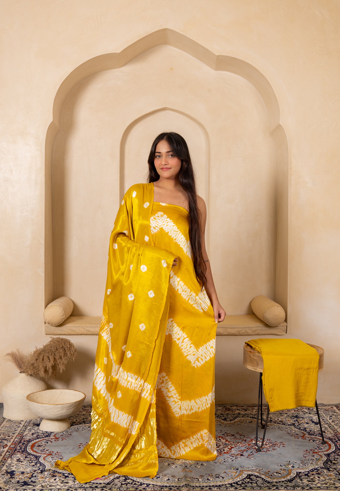 Shibori Modal Silk Suit with Modal Silk Lagdi Patta Dupatta