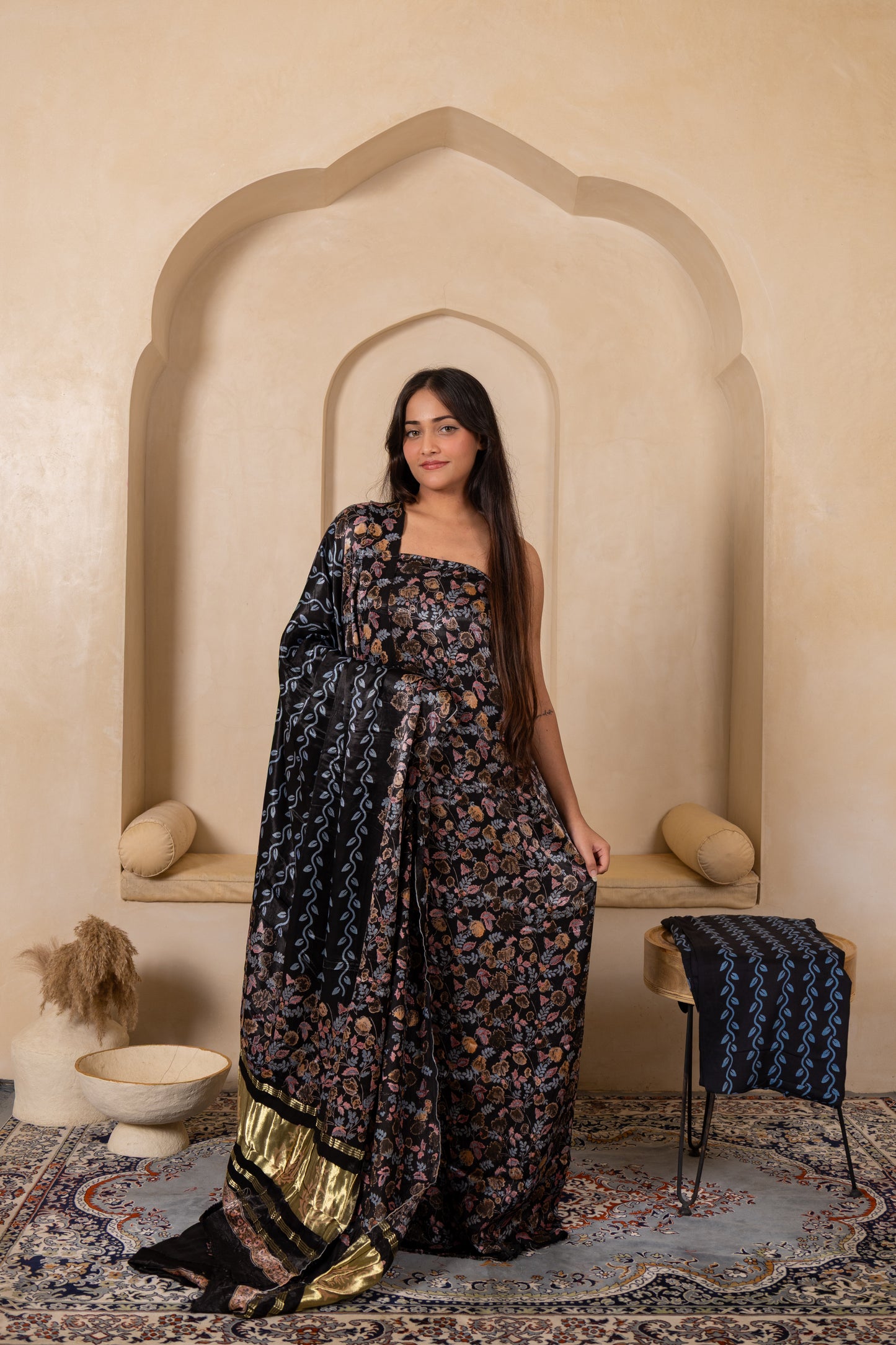 Hand Block Printed Modal Silk Suit with Modal Silk Lagdi Patta Dupatta