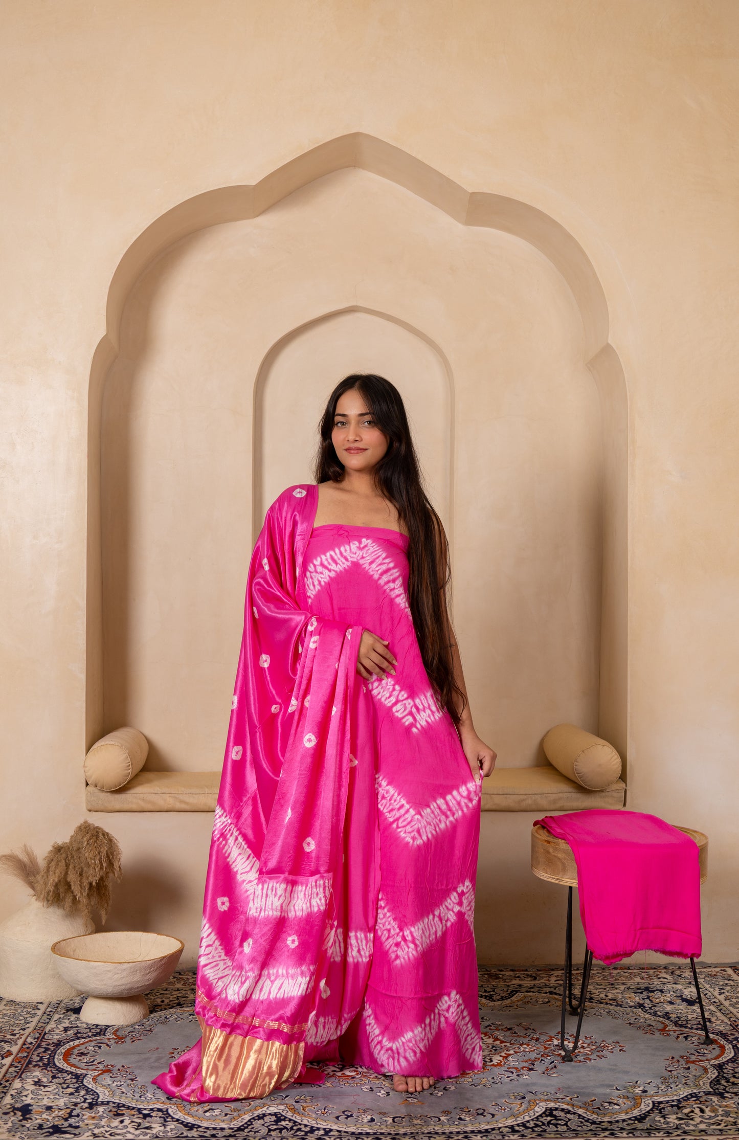 Shibori Modal Silk Suit with Modal Silk Lagdi Patta Dupatta