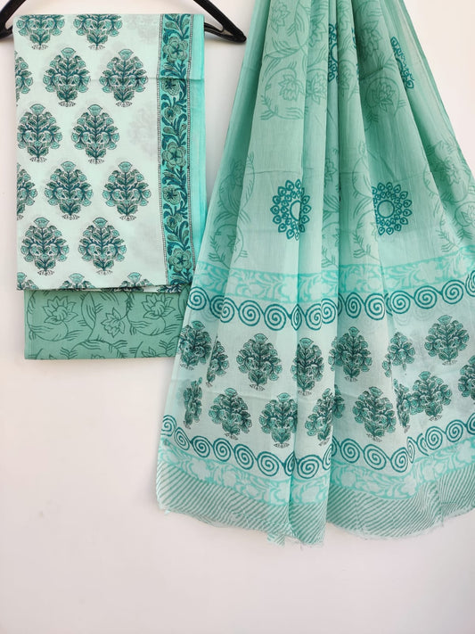 Block Printed Cotton Suit with mulmul cotton Dupatta9