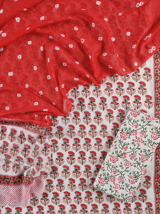 Hand Block Printed Cotton Suits with Mulmul Bandhej Dupatta5
