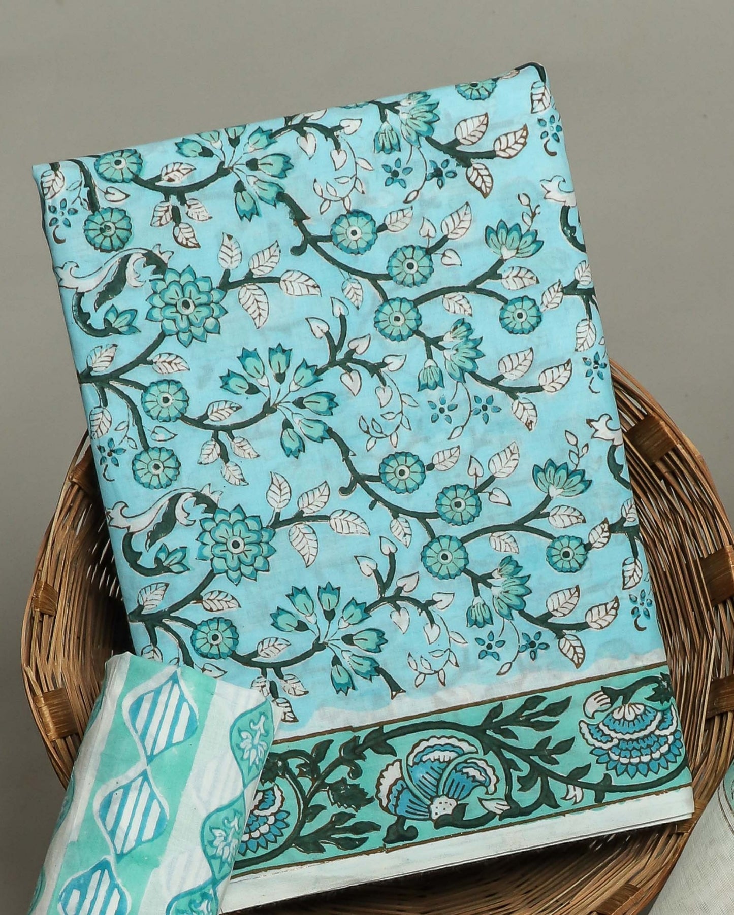 Hand Block Printed Cotton Suit with Chanderi Dupatta 77