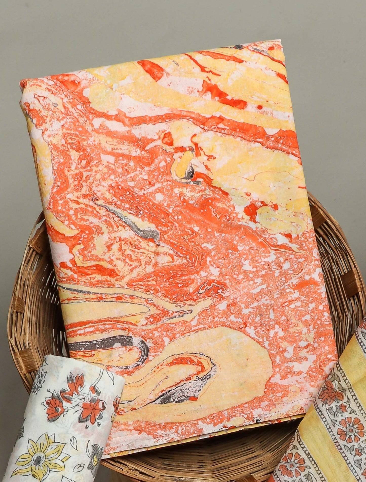 Hand Block Printed Cotton Suit with Chanderi Dupatta