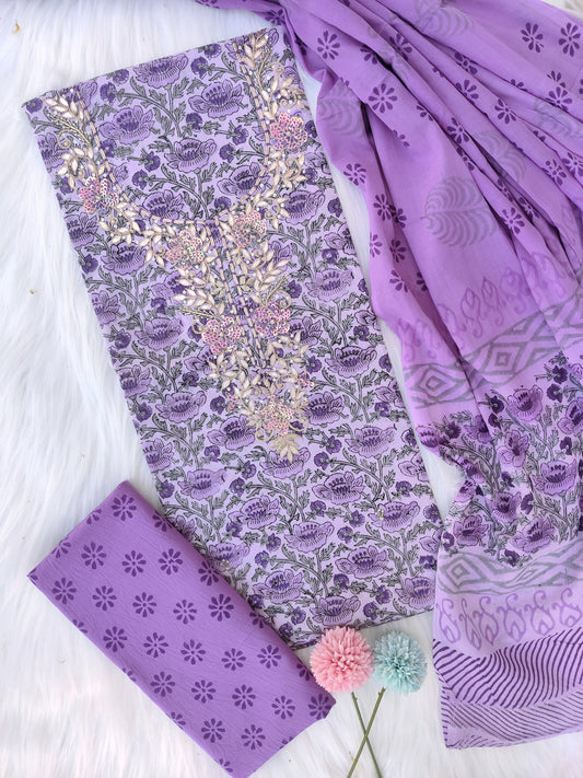 FLORAL PRINTED COTTON GOTA PATTI SUIT WITH COTTON DUPATTA 11