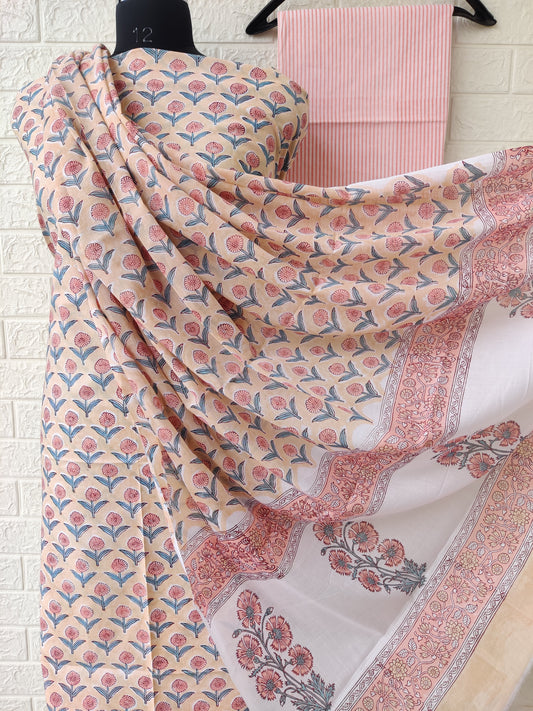 Hand Block Printed Cotton Suit with Cotton dupatta 2
