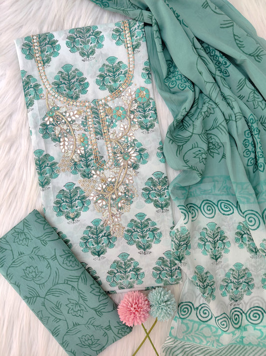 FLORAL PRINTED COTTON GOTA PATTI SUIT WITH COTTON DUPATTA3