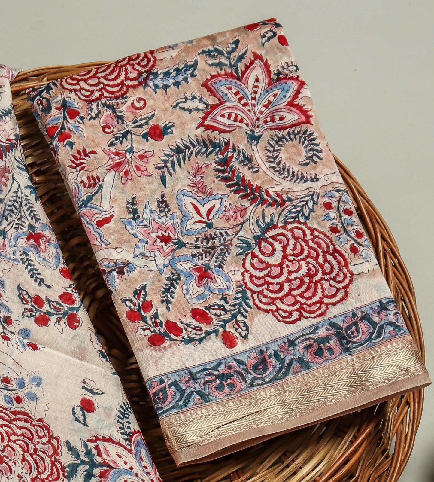 Hand Block Printed Maheshwari Silk Suit with Maheshwari Silk Dupatta6