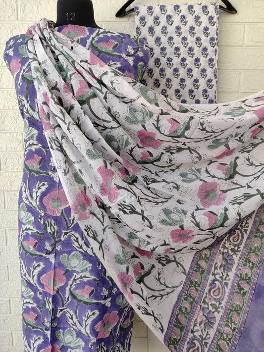 Hand Block Printed Cotton Suit with Cotton dupatta3