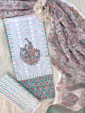 (SALE) HANDBLOCK PRINTED BOOTA PRINT WORK SUITS WITH KOTA DORIA DUPATTA