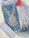 FLORAL PRINTED COTTON GOTA PATTI SUIT WITH CHIFFON DUPATTA