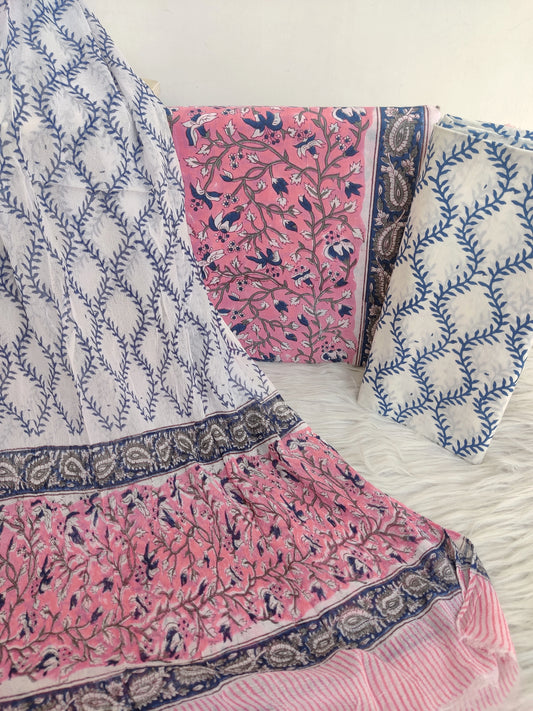 HAND BLOCK PRINTED COTTON SUIT WITH PURE CHIFFON DUPATTA4