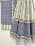Hand Block Printed Cotton Suit with Cotton Mulmul dupatta
