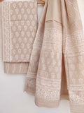 Hand Block Printed Cotton Suit With Mulmul Cotton Dupatta