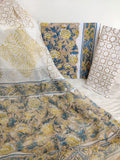 HAND BLOCK PRINTED COTTON SUIT WITH PURE CHIFFON DUPATTA