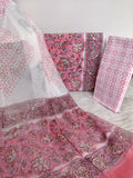 HAND BLOCK PRINTED COTTON SUIT WITH PURE CHIFFON DUPATTA
