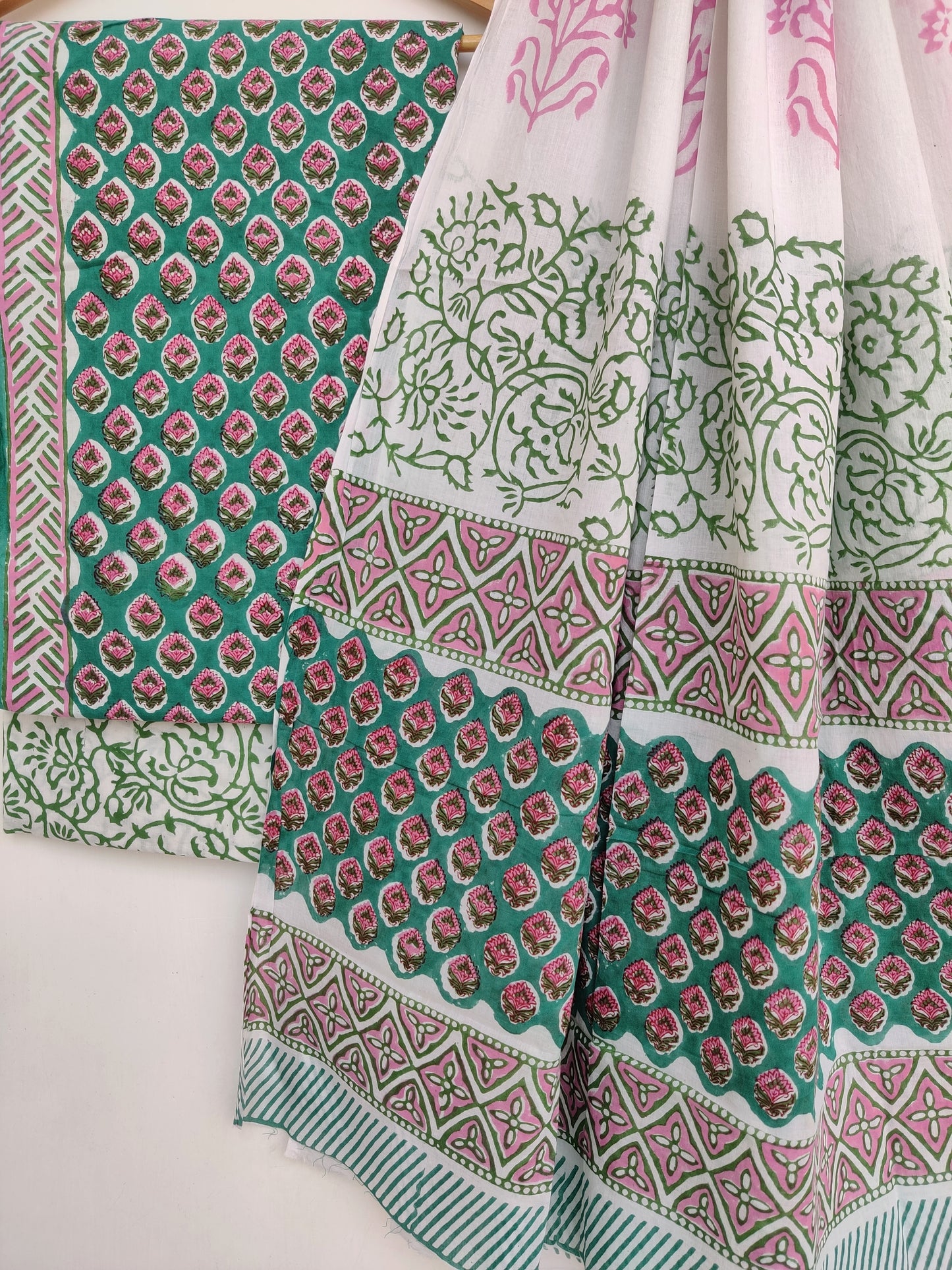 Cotton Block Printed Cotton Suit with mulmul cotton Dupatta