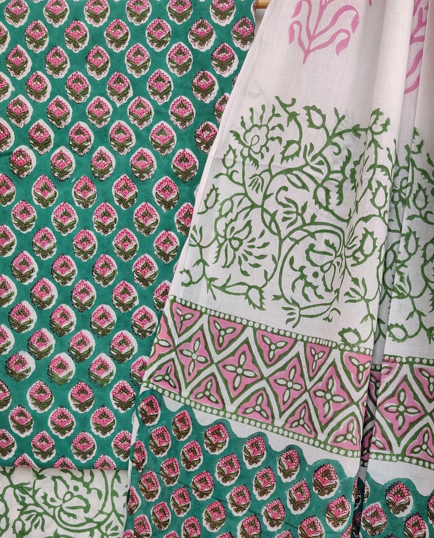 Cotton Block Printed Cotton Suit with mulmul cotton Dupatta