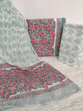 HAND BLOCK PRINTED COTTON SUIT WITH PURE CHIFFON DUPATTA