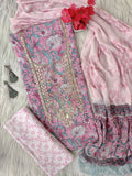 FLORAL PRINTED COTTON GOTA PATTI SUIT WITH CHIFFON DUPATTA