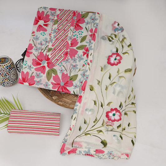 Cotton Printed Neck Work Suits with Chiffon dupatta8