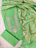 COTTON CHANDERI GOTA PATTI SUIT WITH BANARASI SILK DUPATTA
