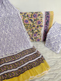 HAND BLOCK PRINTED COTTON SUIT WITH PURE CHIFFON DUPATTA