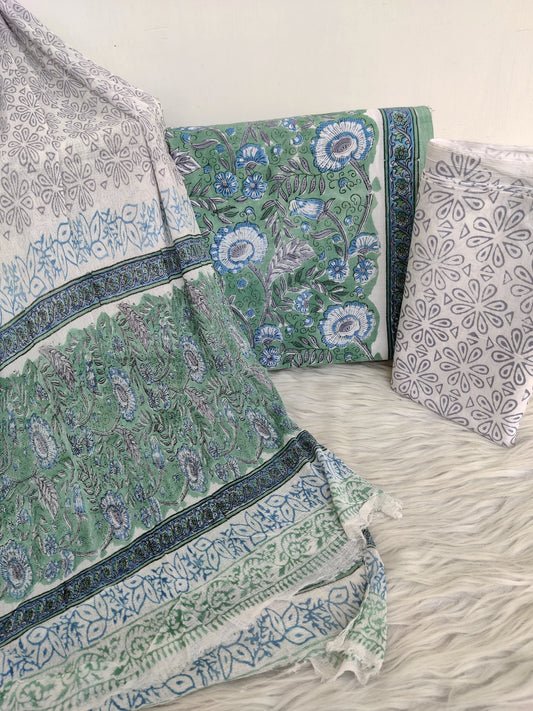 HAND BLOCK PRINTED COTTON SUIT WITH PURE CHIFFON DUPATTA44