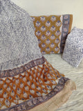 HAND BLOCK PRINTED COTTON SUIT WITH PURE CHIFFON DUPATTA