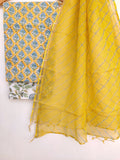 BLOCK PRINTED COTTON SUIT WITH LEHRIYA KOTA DORIA DUPATTA