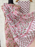 Hand Block Printed Cotton Suit With Mulmul Cotton Dupatta