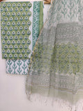 Hand Block Printed Cotton Suit with Cotton Kota Doria dupatta