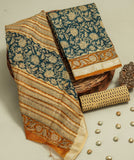 Hand Block Printed Maheshwari Silk Suit with Maheshwari Silk Dupatta  2