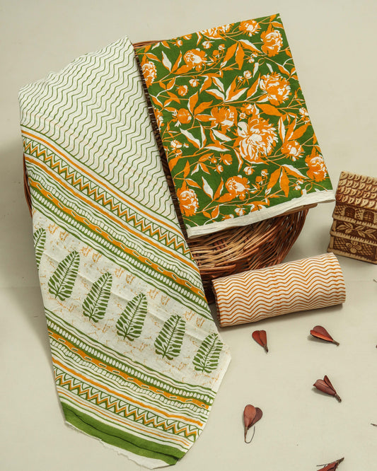 Jaipuri Printed Cotton Suit with mulmul cotton Dupatta