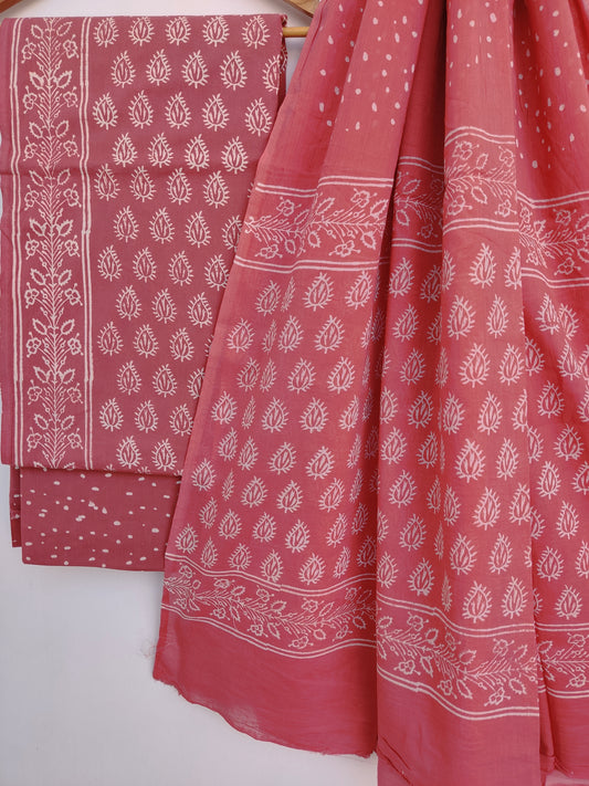 Hand Block Printed Cotton Suit with Cotton dupattaa87