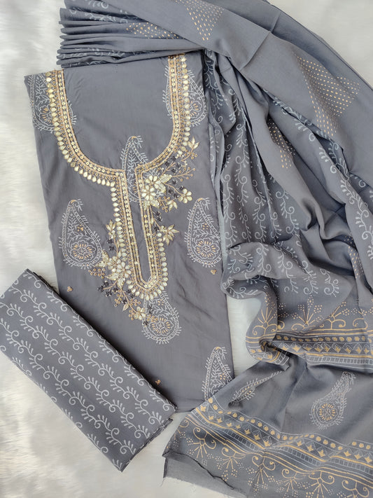 FLORAL PRINTED COTTON GOTA PATTI SUIT WITH COTTON DUPATTA1