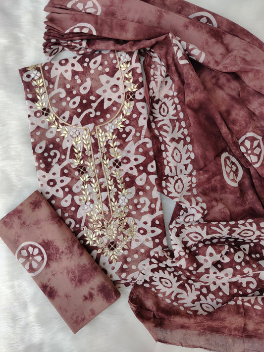 FLORAL PRINTED COTTON GOTA PATTI SUIT WITH COTTON DUPATTA1