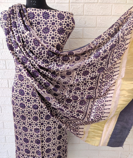 Ajrakh Modal Silk Top & Dupatta sets
