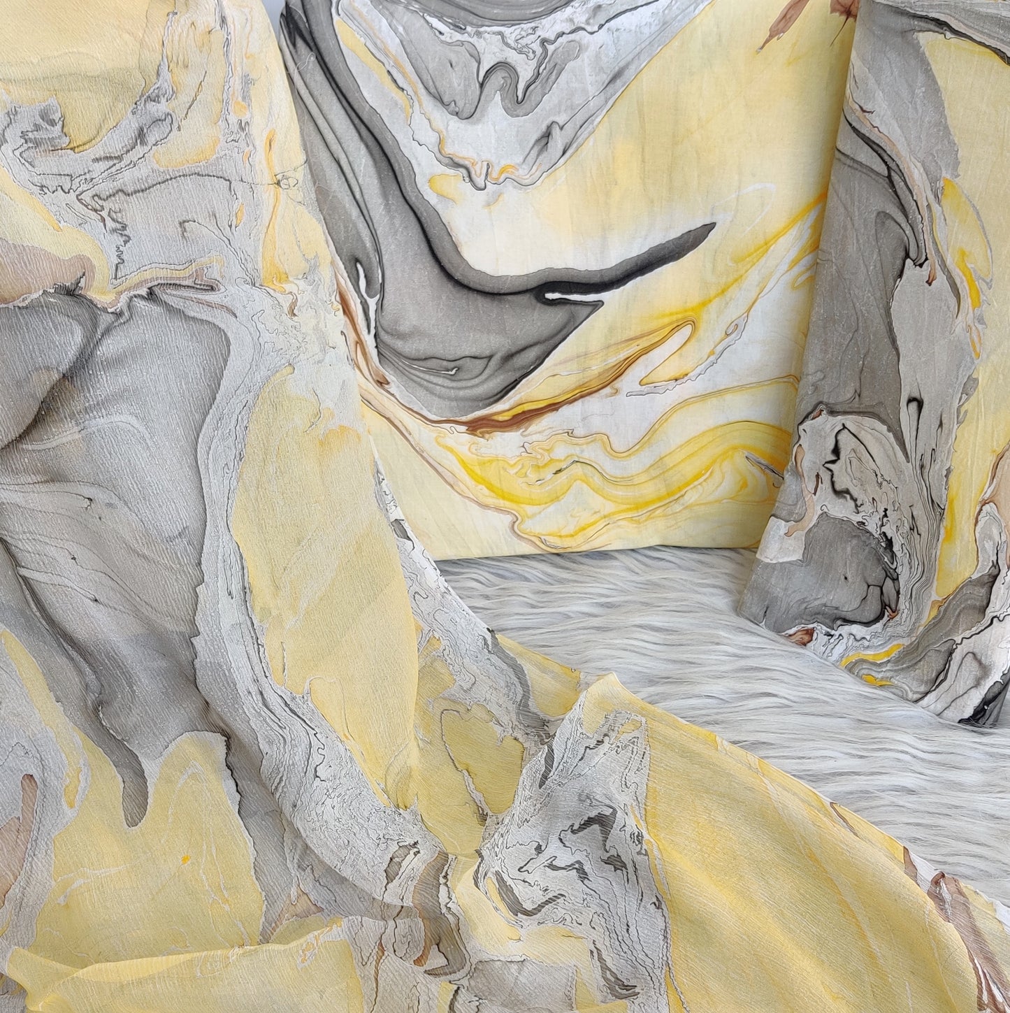 (MARBLE) COTTON SUIT WITH PURE CHIFFON DUPATTA