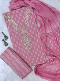 FLORAL PRINTED COTTON GOTA PATTI SUIT WITH CHIFFON DUPATTA