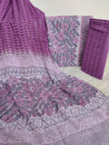 Hand Block Printed Cotton Suit with Pure Chiffon dupatta