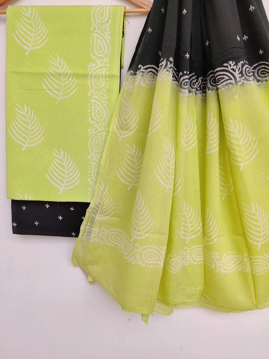 Block Printed Cotton Suit with Cotton mulmul dupatta